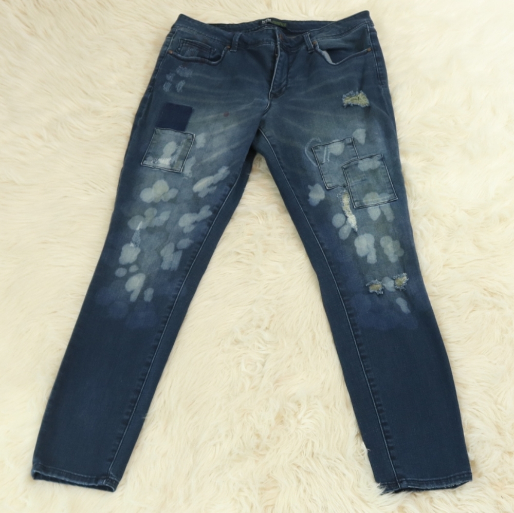 Paper Fox Nevermind Distressed Patchwork Jeans
